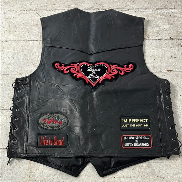 Vintage BADA$$ Moto Leather Patch Vest - Picture 1 of 7